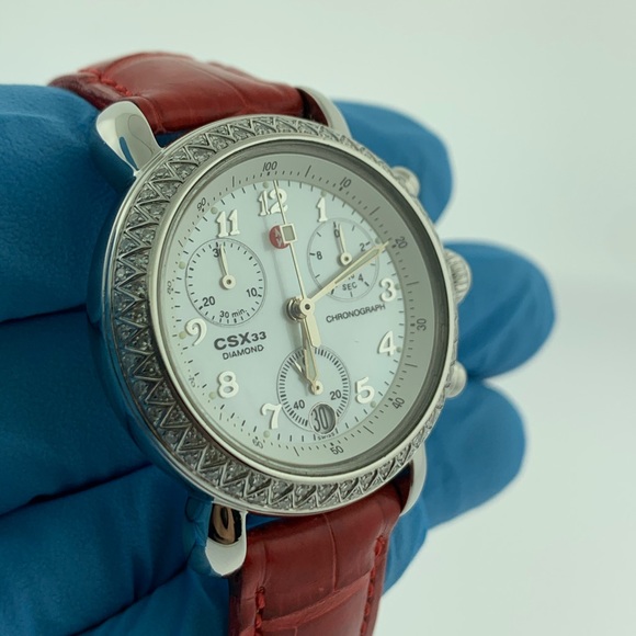 MICHELE CSK 33 DIAMOND BEZEL MOP CHRONOGRAPH WHITE